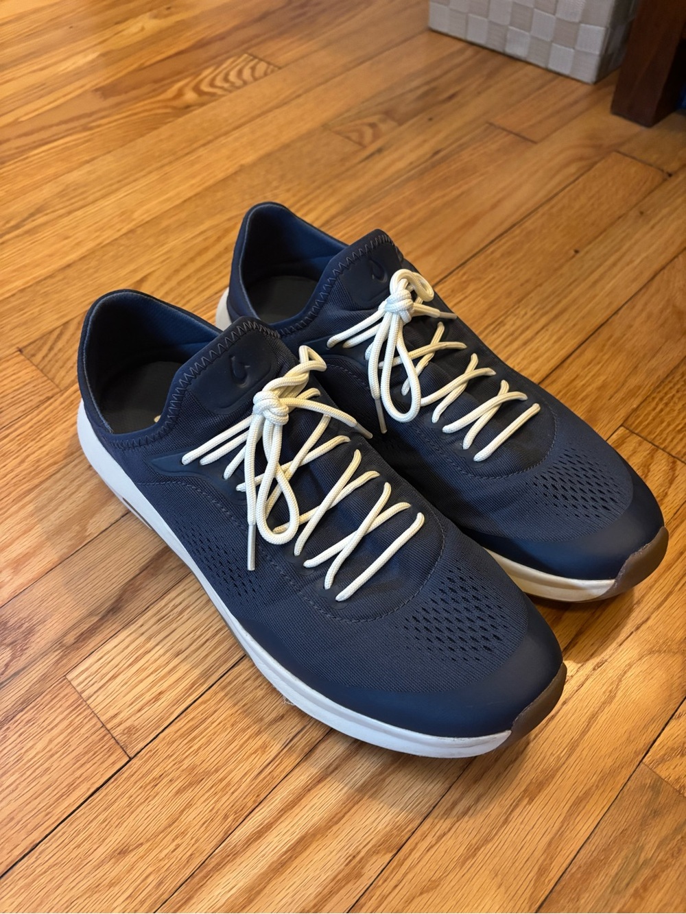 OluKai Men's Navy Athletic Sneakers with Cream Laces